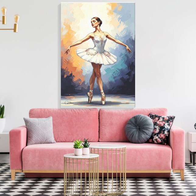 Digital Painting of a Ballerina – Elegant Dance  Canvas Print (Insitu(LivingRoom))