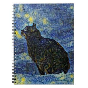 Digital painting Shambhala cat in Vincent Van Gogh Notebook