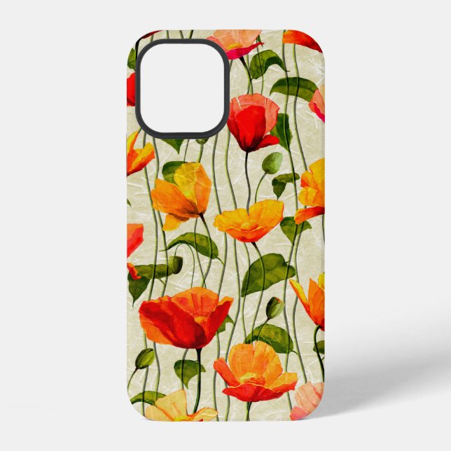 Digital paper poppies pattern iPhone case (Back)