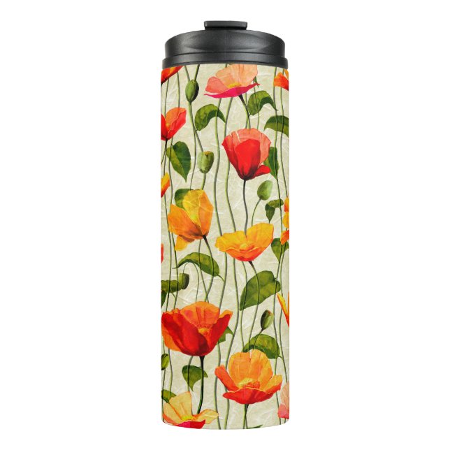 Digital paper poppies pattern thermal tumbler (Front)