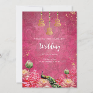 Digital Peacock wedding invitation Indian wedding