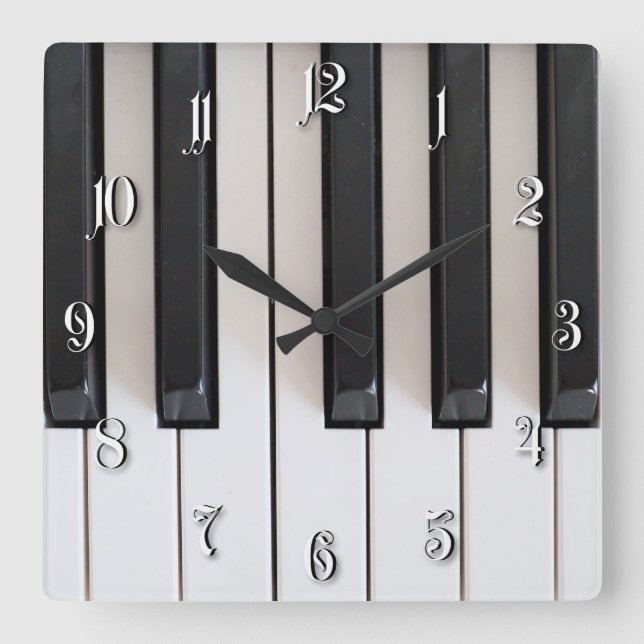 Digital piano keyboard square wall clock (Front)