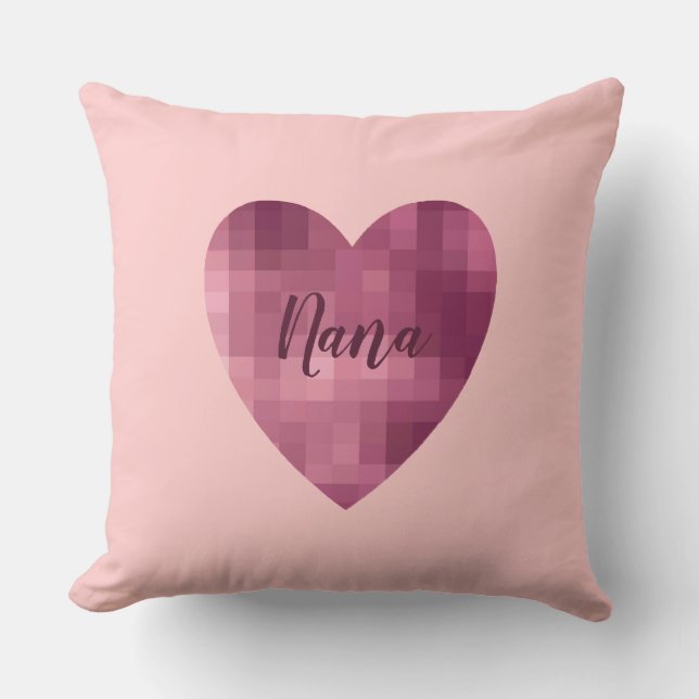 Digital Pink Heart Throw Pillow (Front)