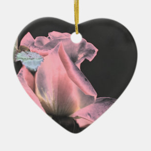 Digital Pink Rosebud Flower Ornament
