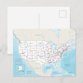 Digital political map of the United States. Postcard