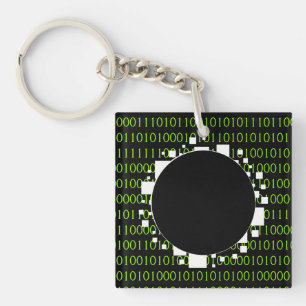 Digital Portal Binary Code White Green 1s 0s Abyss Keychain