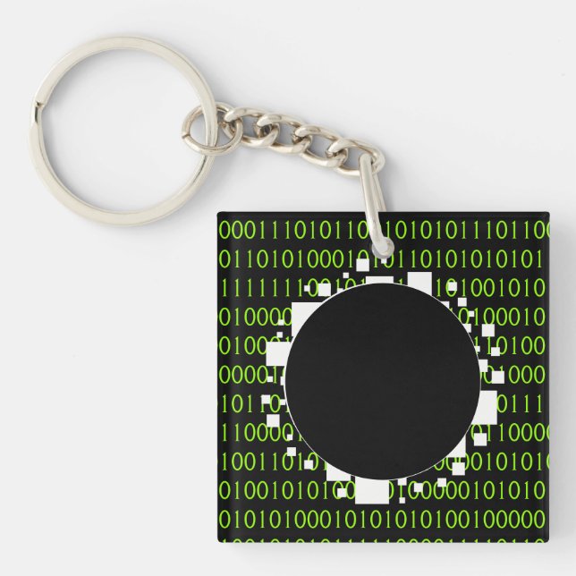 Digital Portal Binary Code White Green 1s 0s Abyss Keychain (Front)