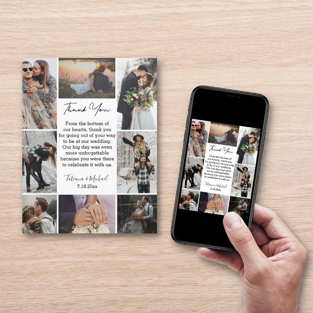 digital&printed 8 photos collage wedding thank you card (Creator Uploaded)