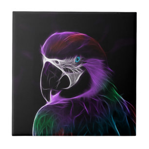 Digital purple parrot fractal tile