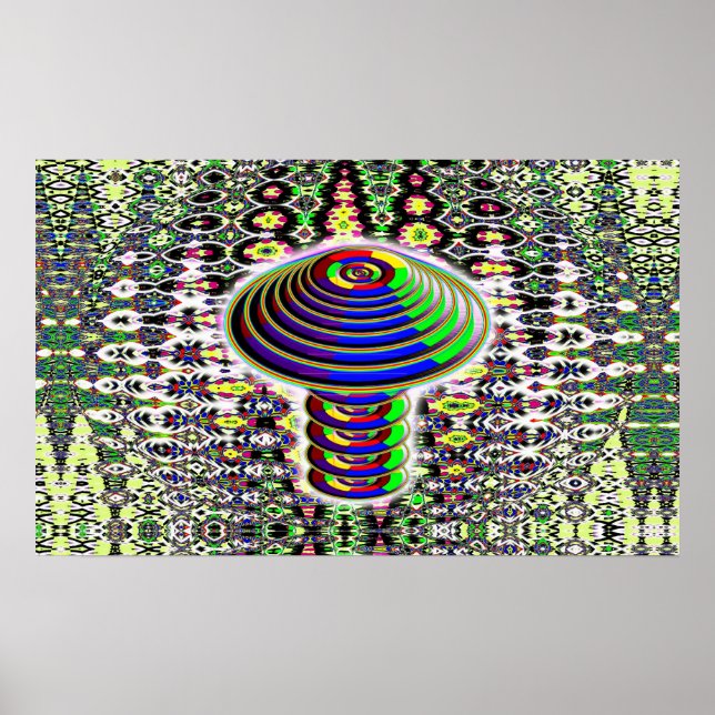 Digital Rainbow Mushroom (add words) Poster (Front)
