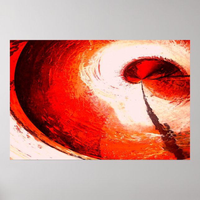 Digital Red Abstract Art Painting Poster Print (Front)
