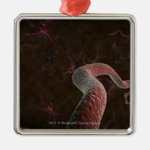 Digital rendering of neurons metal ornament