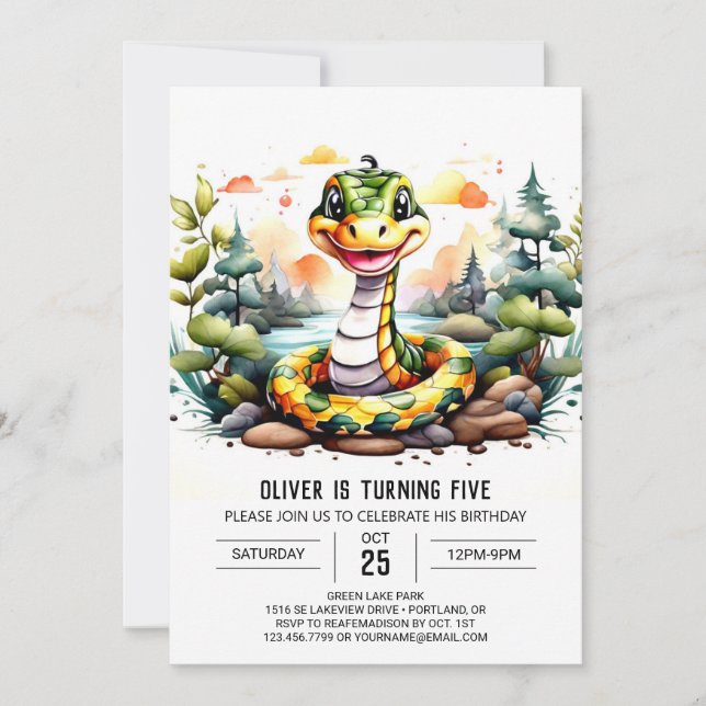 Digital Reptile Celebration Birthday Invitation (Front)
