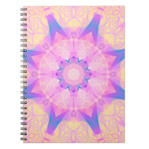Digital retro abstract mandala. Bright flower. Bea Notebook