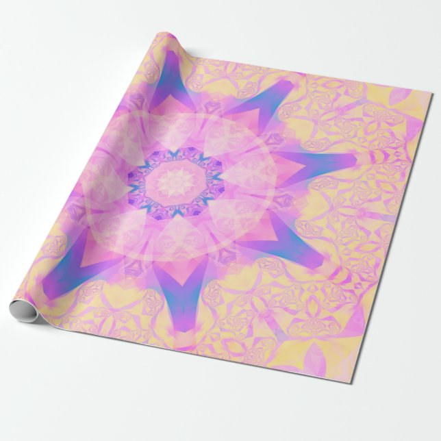 Digital retro abstract mandala. Bright flower. Bea Wrapping Paper (Unrolled)