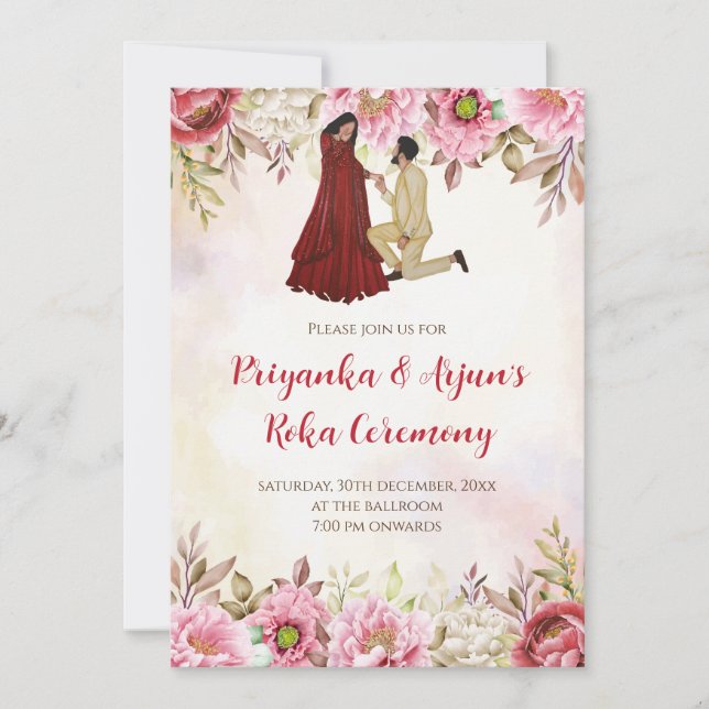 Digital Ring Ceremony Indian Engagement invitation (Front)