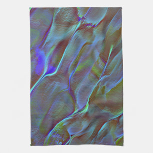 Digital rock in satin shade of burnt blue green kitchen towel
