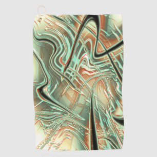 Digital rough wavy strokes on pale orange to green golf towel
