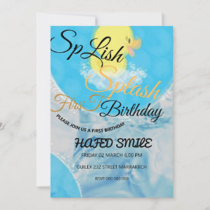 Digital Rubber Ducky Themed Birthday Invitation, B Invitation