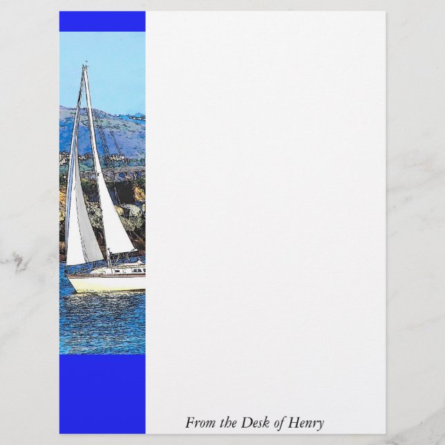 Digital Sailboat Personalized Letterhead (Front)