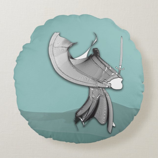 Digital Samurai Round Pillow (Front)