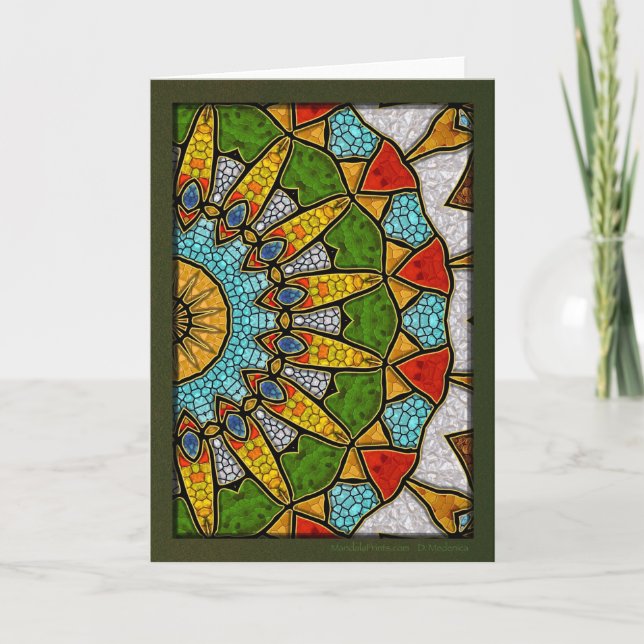 Digital Sapphire Mandala Holiday Card (Front)