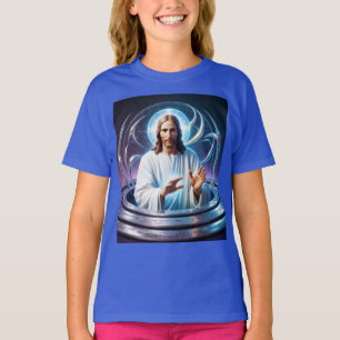🌌 Digital Saviour: Jesus as a Hologram of Hope ✝️ T-Shirt