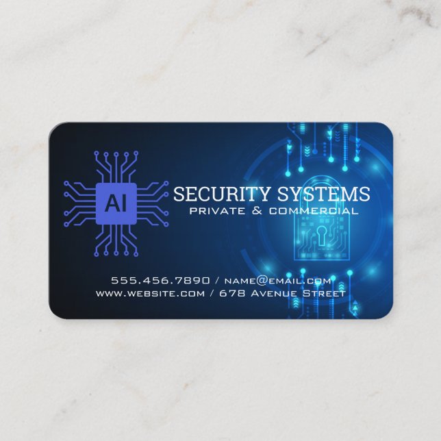 Digital Security | Protection Agency | AI Tech Business Card (Front)