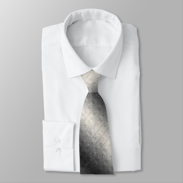 Digital Silver and Cream Roman Ionic Column Design Tie (Tied)