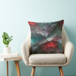 Digital skerry in silvery green mint to vivid red throw pillow