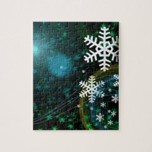 Digital Snowflake Nature Winter Peace Love Destiny Jigsaw Puzzle