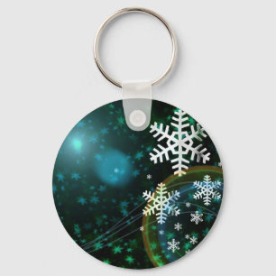 Digital Snowflake Nature Winter Peace Love Destiny Keychain