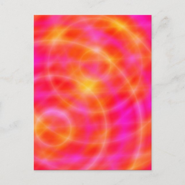Digital Space Art Postcard - Pink / Orange Planets (Front)