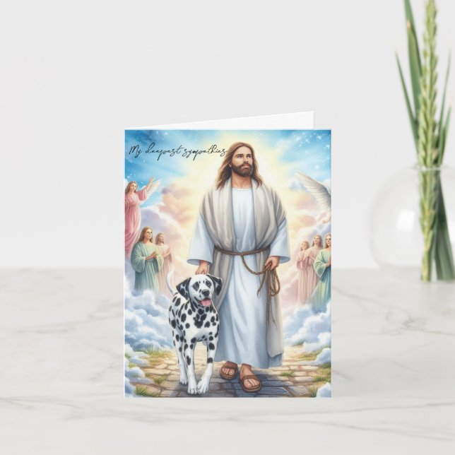 Digital Sympathy for Dog Loss-Jesus with Dalmation Card (Front)