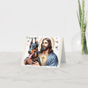Digital Sympathy for Dog Loss-Jesus with Doberman Card