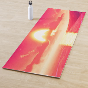 Digital Synthwave Sunset Sea Reflection Yoga Mat