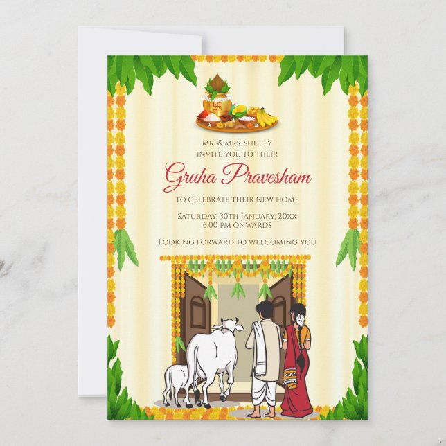  Digital Tamil Housewarming invitation Telugu (Front)
