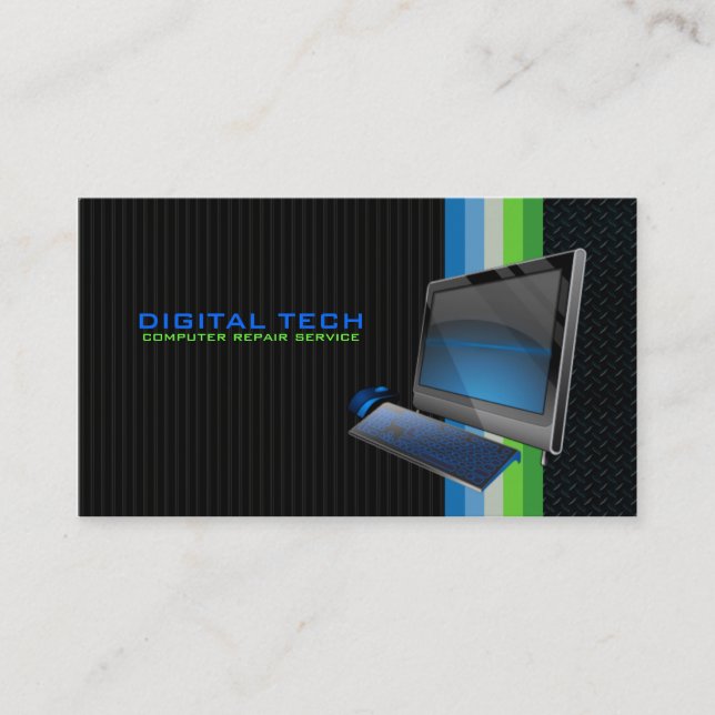 Digital Tech. Ordinateur 2 Cartes de visite (Devant)