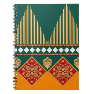 Digital textile design motif with geometrical bord notebook