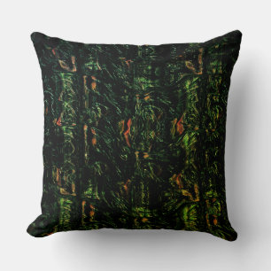 Digital tree bark under green hammered glass throw pillow