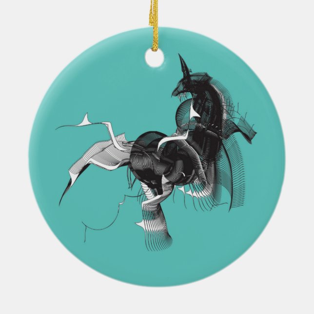 Digital Unicorn Ceramic Ornament (Back)