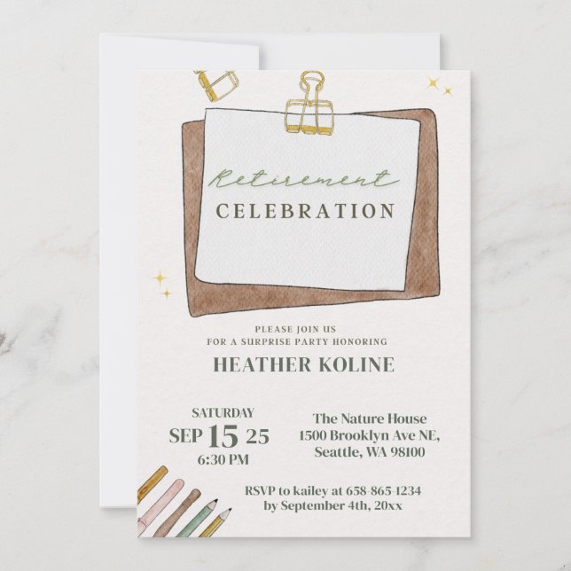 Digital Unique Teacher Retirement Party Template (Front)