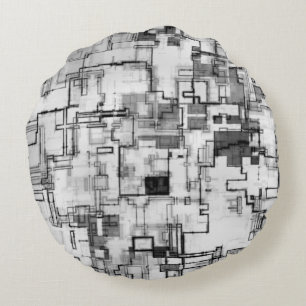 Digital Urban Circuit Design Round Pillow