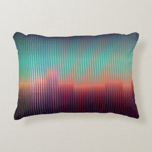 Digital urban landscape, colourful squares. accent pillow