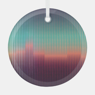 Digital urban landscape, colourful squares. glass ornament