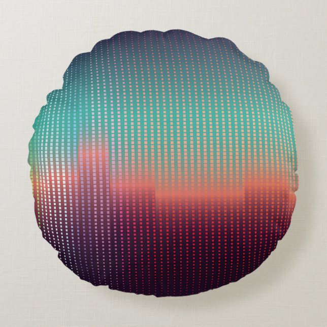 Digital urban landscape, colourful squares. round pillow (Front)