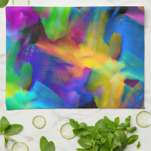 Digital very coloured brush strokes smudges kitchen towel