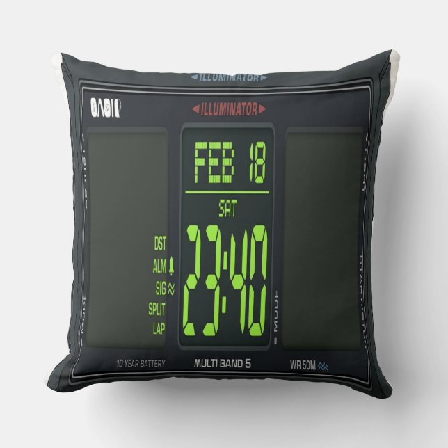 Digital Watch Face Lumbar Pillow (Front)