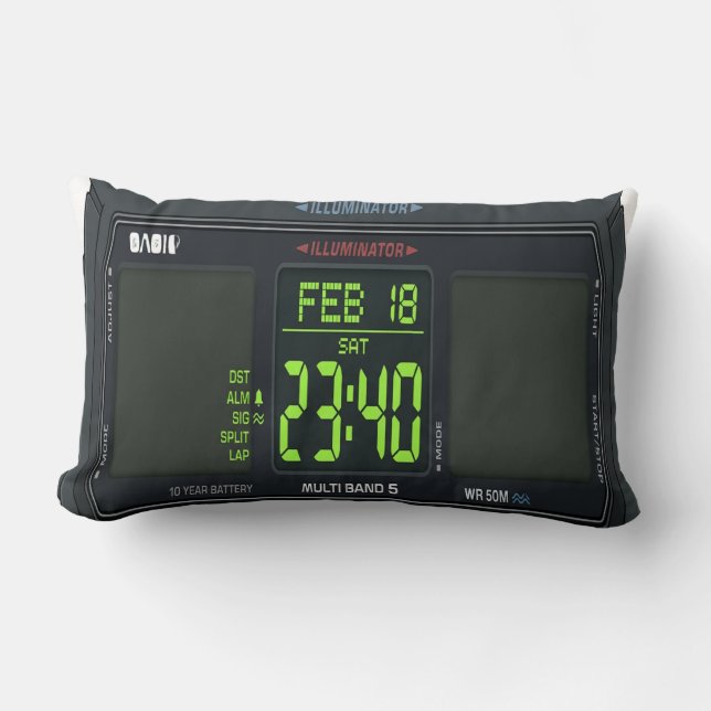  Digital Watch Face Lumbar Pillow (Front)