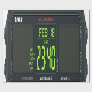Digital Watch Face Wrapping Paper